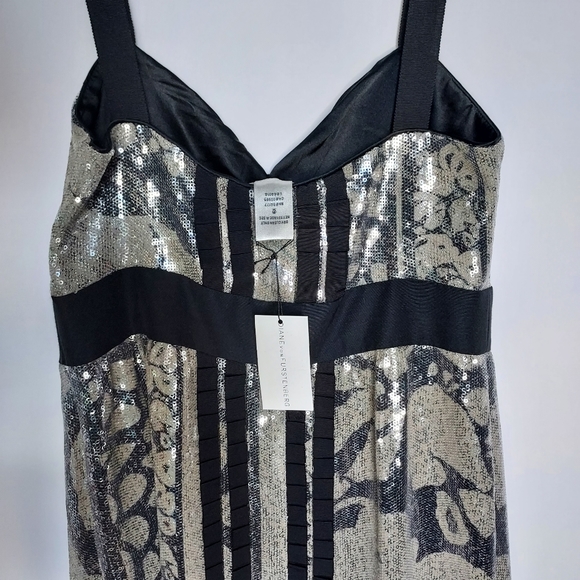 💟🤍NEW! Diane Von Furstenberg Ariba black & silver sequined formal dress Sz 6 - Picture 11 of 15